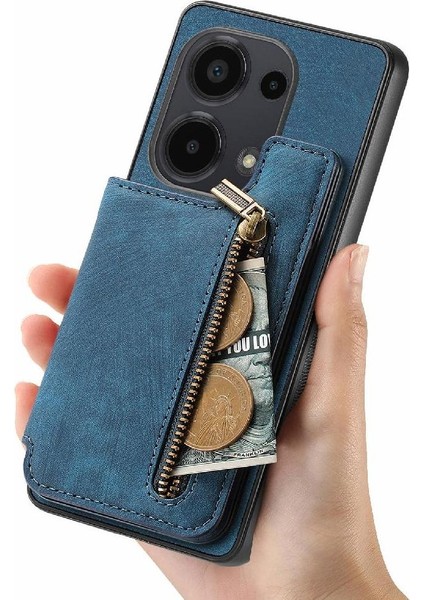 Xiaomi Redmi Için Not 13 Pro 4g Vintage Fermuar Cüzdan Standı Fonksiyonu (Yurt Dışından)