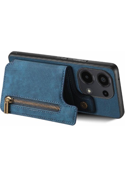 Xiaomi Redmi Için Not 13 Pro 4g Vintage Fermuar Cüzdan Standı Fonksiyonu (Yurt Dışından)