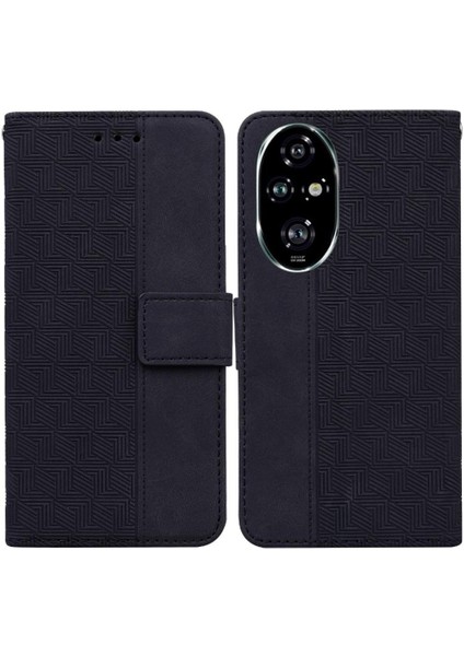Onur Için Flip Case 200 Pro 5g Flip Folio Cüzdan Kapak Geometrik Kabartmalı (Yurt Dışından)