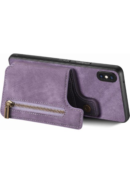 IPhone Xs Max Katlanabilir Arka Kapak Vintage Fermuar Cüzdan Standı (Yurt Dışından) indirimleri
