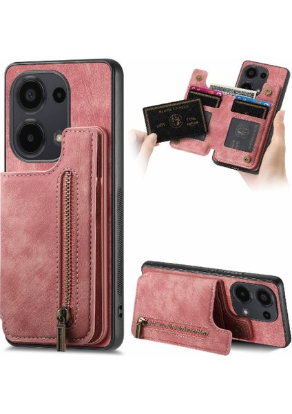 Xiaomi Redmi Için Not 13 Pro 4g Vintage Fermuar Cüzdan Standı Fonksiyonu (Yurt Dışından)