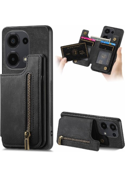 Xiaomi Redmi Için Not 13 Pro 4g Vintage Fermuar Cüzdan Standı Fonksiyonu (Yurt Dışından)