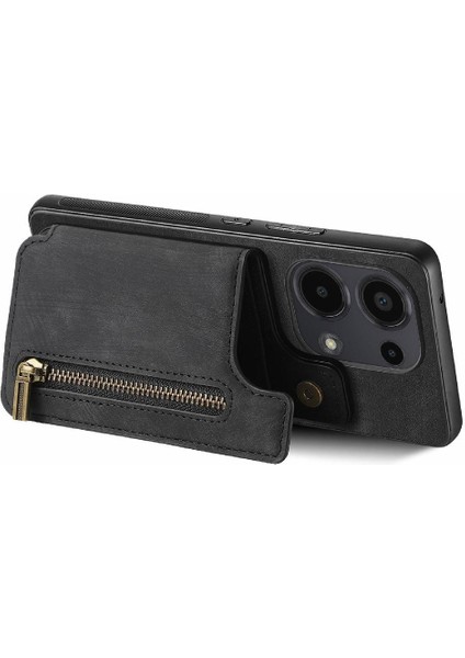 Xiaomi Redmi Için Not 13 Pro 4g Vintage Fermuar Cüzdan Standı Fonksiyonu (Yurt Dışından)
