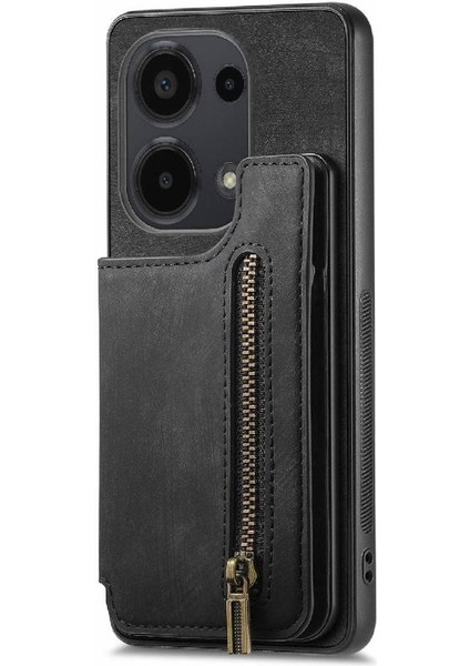 Xiaomi Redmi Için Not 13 Pro 4g Vintage Fermuar Cüzdan Standı Fonksiyonu (Yurt Dışından)