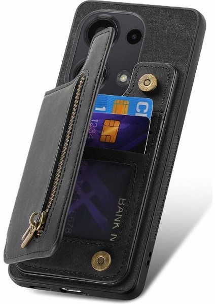 Xiaomi Redmi Için Not 13 Pro 4g Vintage Fermuar Cüzdan Standı Fonksiyonu (Yurt Dışından)