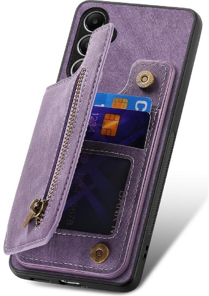 Samsung Galaxy A05S Için Kılıf Katlanabilir Arka Kapak Vintage Fermuar Cüzdan (Yurt Dışından) modelleri