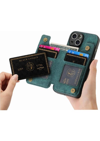 IPhone 15 Için Kılıf Katlanabilir Arka Kapak Vintage Fermuar Cüzdan Standı Fonksiyonu (Yurt Dışından) fırsatları