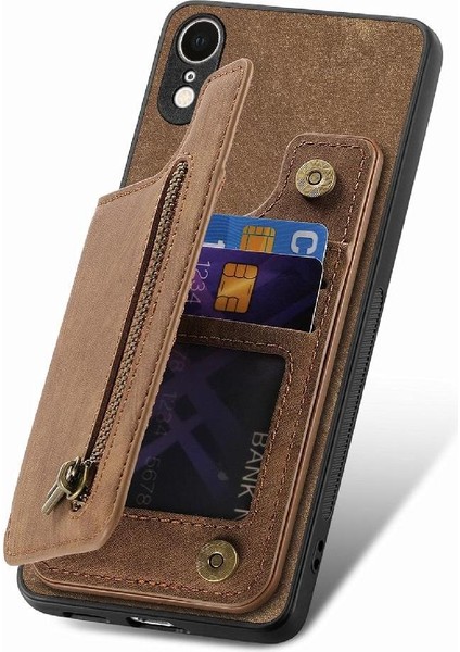 IPhone Xr Için Kılıf Standı Fonksiyonu Katlanabilir Arka Kapak Vintage Fermuar Cüzdan (Yurt Dışından) fırsatları
