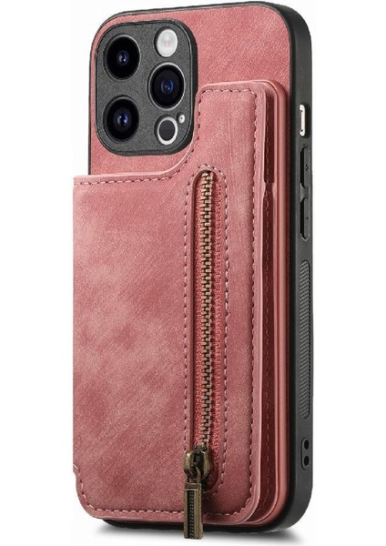 IPhone 15 Için Kılıf Pro Max Vintage Fermuar Cüzdan Standı Fonksiyonu Katlanabilir (Yurt Dışından)