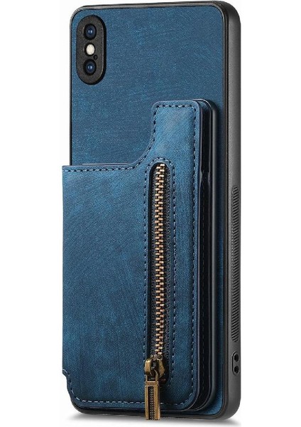 IPhone X/xs Vintage Fermuar Cüzdan Katlanabilir Arka Kapak Standı (Yurt Dışından)