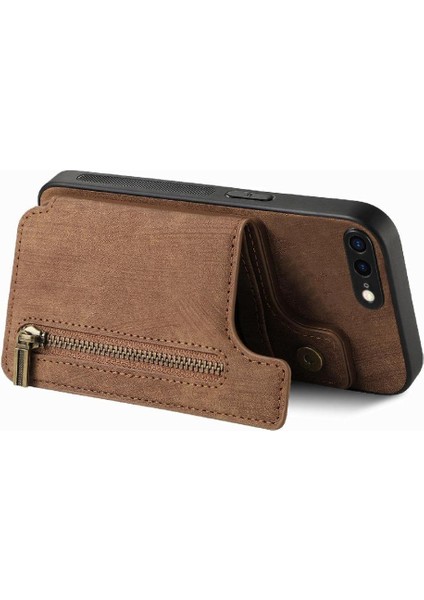 IPhone 7 Için Kılıf Artı/8 Artı Katlanabilir Arka Kapak Vintage Fermuar Cüzdan (Yurt Dışından) modelleri