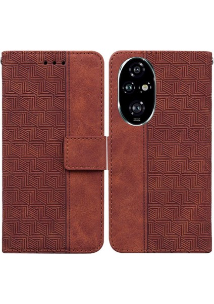 YH Market Onur Için Flip Case 200 Pro 5g Flip Folio Cüzdan Kapak Geometrik Kabartmalı (Yurt Dışından)