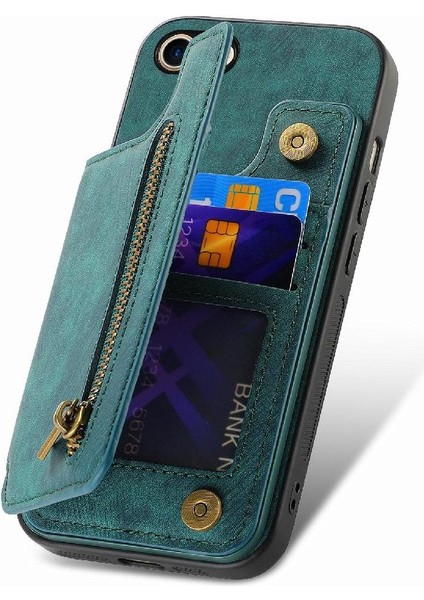 IPhone 7/8 Için Kılıf Vintage Fermuar Cüzdan Standı Fonksiyonu Katlanabilir Geri (Yurt Dışından) modelleri