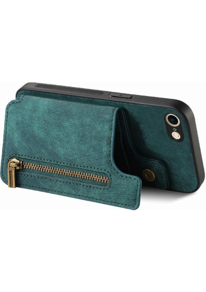 IPhone 7/8 Için Kılıf Vintage Fermuar Cüzdan Standı Fonksiyonu Katlanabilir Geri (Yurt Dışından) indirimleri