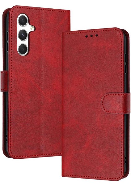 Samsung Galaxy S24 Saf Renk Pu Deri Kickstand ile Flip Case (Yurt Dışından)