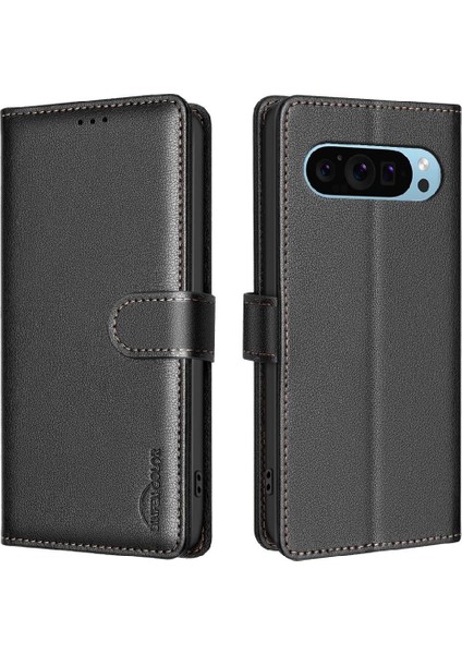 Google Piksel 9 Pro Rfıd Engelleme Pu Deri Manyetik Kart Için Flip Case (Yurt Dışından)