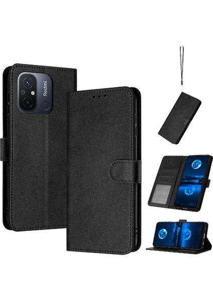 Kart Yuvası ile Xiaomi Redmi 12C Saf Renk Için Flip Case Pu Deri ile (Yurt Dışından)