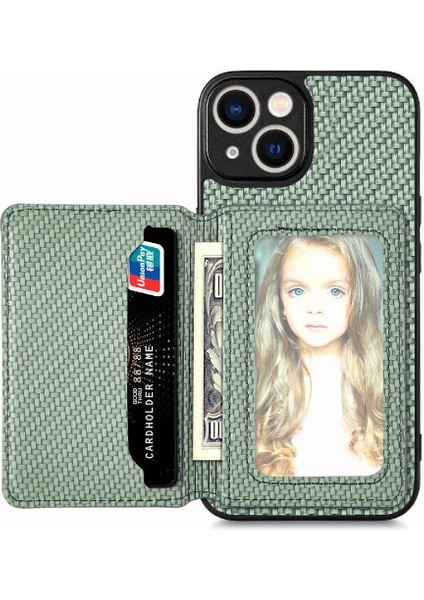 IPhone 14 Için Kılıf Standı Fonksiyonu Manyetik Kart Tutucu Komple Kamera (Yurt Dışından)