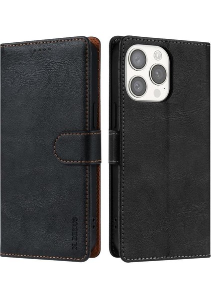 IPhone 14 Için Flip Case Pro Max Kart Yuvaları Manyetik Kapatma Anti Kayma Yan (Yurt Dışından)