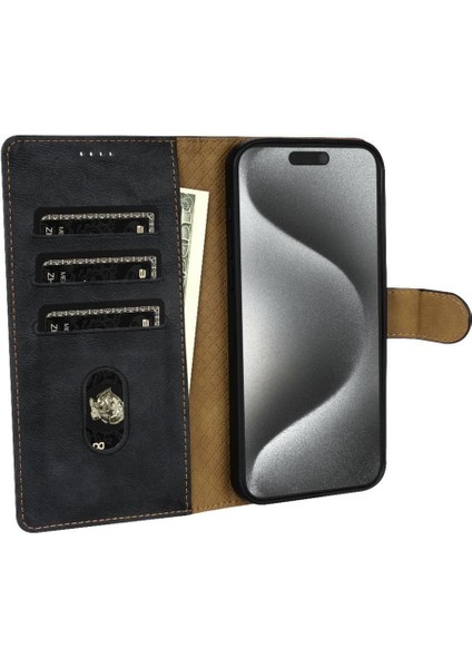 IPhone 15 Için Flip Case Pro Manyetik Kapatma Yan Cep Anti Kayma Çift (Yurt Dışından)