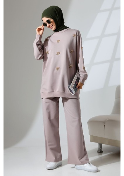 Kadın Gül Kurusu Mevsimlik Penye Alt Üst Spor ve Rahat Tesettür Takım fiyatları