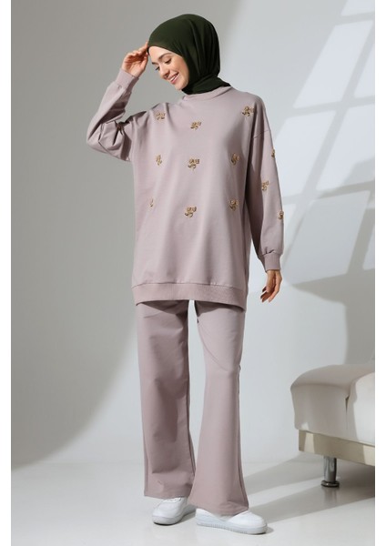 Kadın Gül Kurusu Mevsimlik Penye Alt Üst Spor ve Rahat Tesettür Takım indirimleri