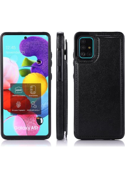 Samsung Galaxy A51 4g Kart Yuvaları Için Cüzdan Durumda Pu Deri Çift Toka (Yurt Dışından)