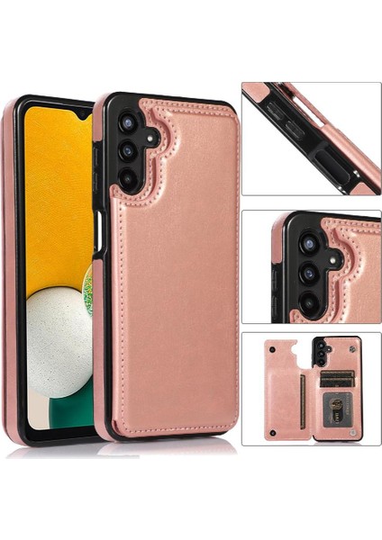Kart Pu ile Samsung Galaxy A13 5g Çift Manyetik Toka Için Cüzdan Kılıf (Yurt Dışından)
