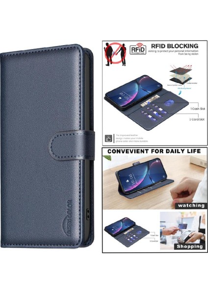 IPhone 12 Için Flip Case Pro Max Pu Deri Rfıd Engelleme Cüzdan Manyetik (Yurt Dışından)
