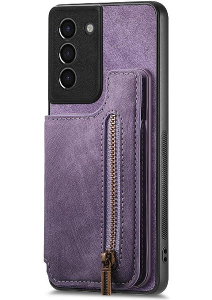 Samsung Galaxy S21 Vintage Fermuar Cüzdan Standı Fonksiyonu Için Kılıf Katlanabilir (Yurt Dışından) fırsatları