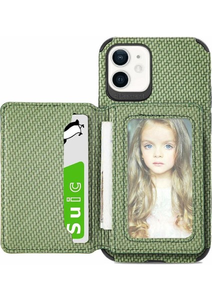 IPhone 12 Için Kılıf Mini Manyetik Kart Tutucu Standı Fonksiyonu Rfıd Engelleme (Yurt Dışından)