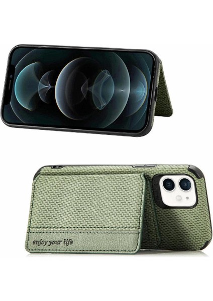 IPhone 12 Için Kılıf Mini Manyetik Kart Tutucu Standı Fonksiyonu Rfıd Engelleme (Yurt Dışından)