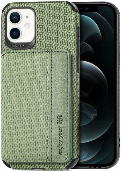 IPhone 12 Için Kılıf Mini Manyetik Kart Tutucu Standı Fonksiyonu Rfıd Engelleme (Yurt Dışından)