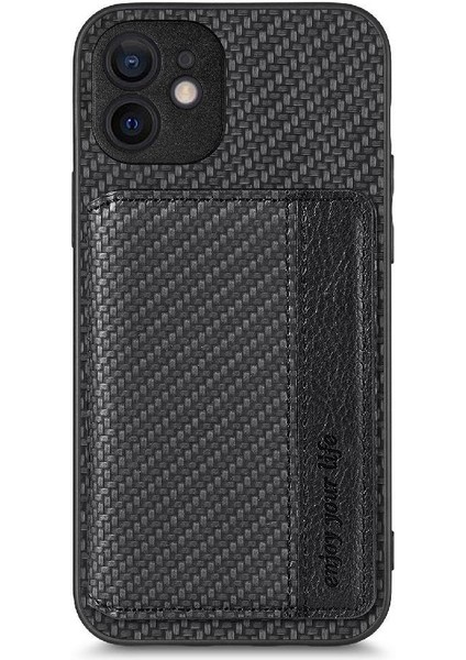 IPhone 12 Için Kılıf Rfıd Engelleme Manyetik Kart Tutucu Standı Fonksiyonu (Yurt Dışından)