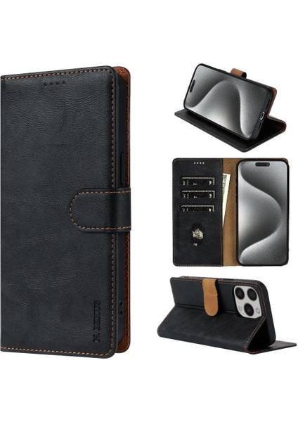 IPhone 14 Için Flip Case Pro Manyetik Kapatma Anti Kayma Yan Cep Kartı (Yurt Dışından)