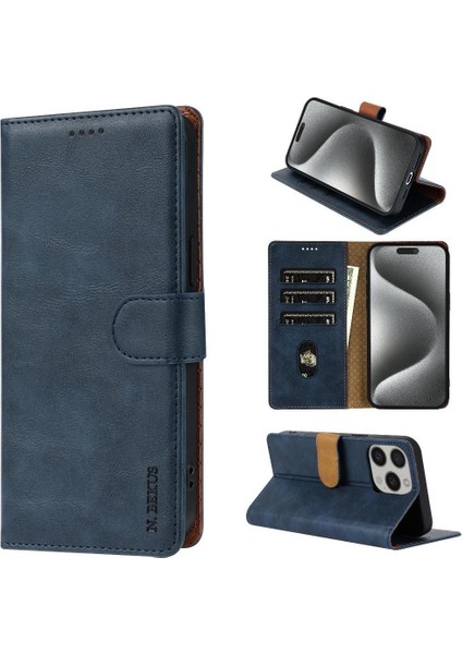 IPhone 14 Için Flip Case Pro Max Çift Katmanlı Koruma Yan Cep Kartı (Yurt Dışından)