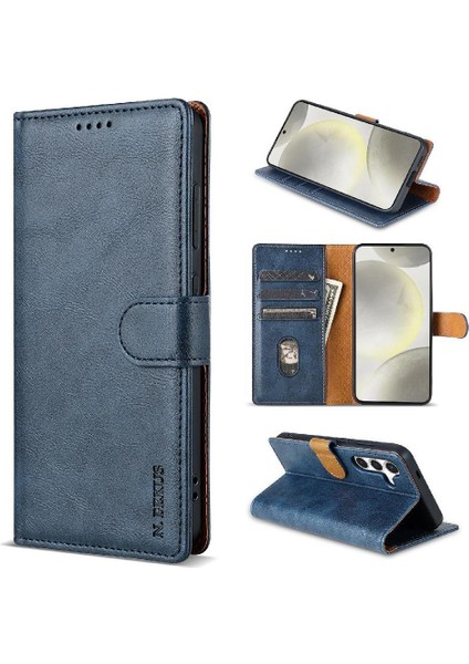 Samsung Galaxy S24 Artı Manyetik Kapatma Için Flip Case Yan Cep Çift (Yurt Dışından)