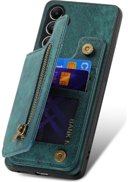 Samsung Galaxy A05S Için Kılıf Katlanabilir Arka Kapak Vintage Fermuar Cüzdan (Yurt Dışından)