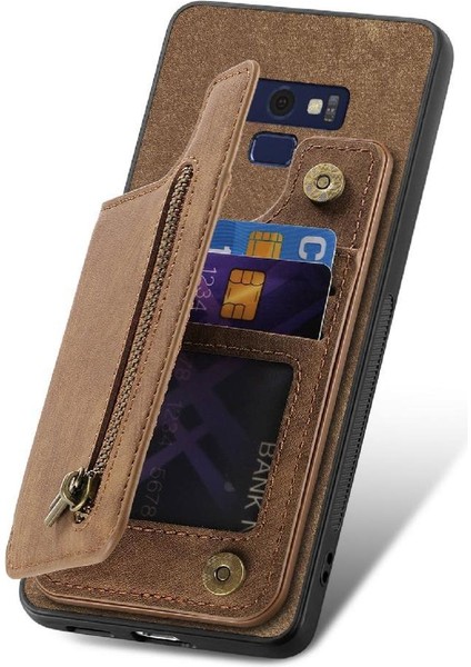 Samsung Galaxy Not 9 Için Kılıf Katlanabilir Arka Kapak Vintage Fermuar Cüzdan (Yurt Dışından)