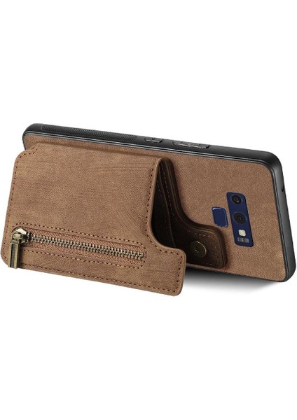 Samsung Galaxy Not 9 Için Kılıf Katlanabilir Arka Kapak Vintage Fermuar Cüzdan (Yurt Dışından)