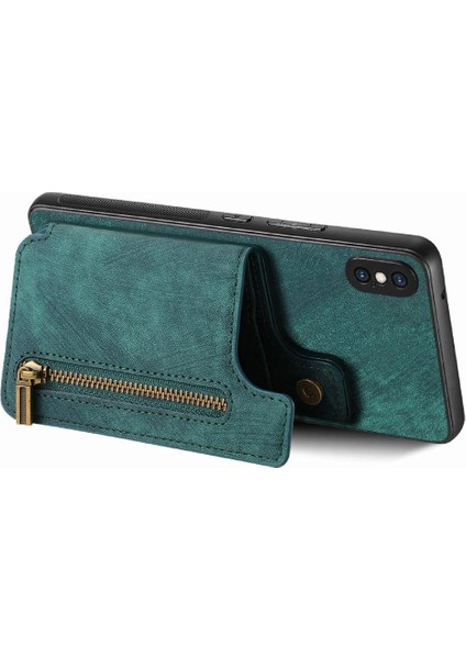 IPhone Xs Max Katlanabilir Arka Kapak Vintage Fermuar Cüzdan Standı (Yurt Dışından)