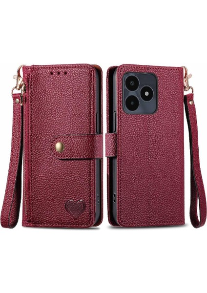 Realme Not Için Flip Case 50 Deri Kılıf Aşk Cüzdan Fermuar Darbeye (Yurt Dışından)