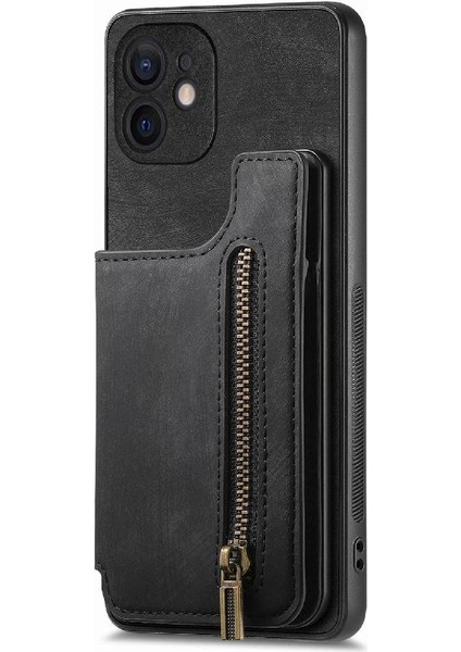 IPhone 11 Için Kılıf Vintage Fermuar Cüzdan Standı Fonksiyonu Katlanabilir Arka Kapak (Yurt Dışından)