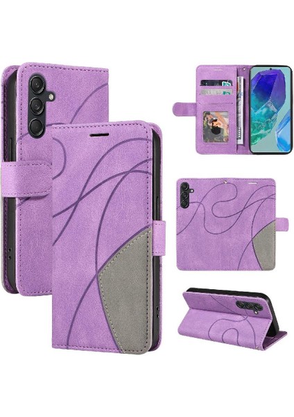 Samsung Galaxy M55 Dikiş Renk Flip Folio Kitap Için Flip Case Kart ile (Yurt Dışından)