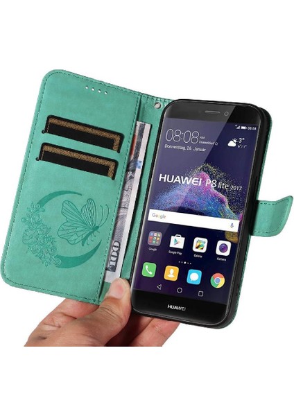 Kredi Kartı Yuvası ile Huawei P8 Lite Için Flip Case Yüksek Kalite Deri (Yurt Dışından)