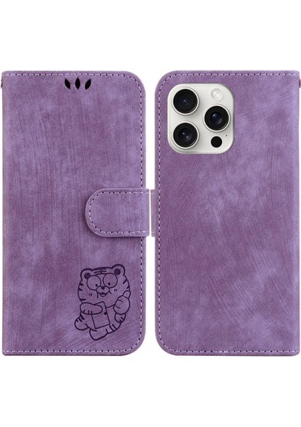 IPhone 16 Için Kılıf Pro Tutucu Kapak Kabartmalı Sevimli Kaplan Cüzdan Kılıf Kart (Yurt Dışından)