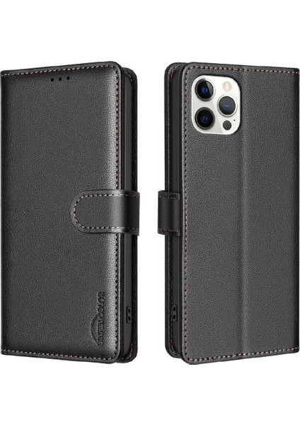 IPhone 12 Için Flip Case Pro Max Pu Deri Rfıd Engelleme Cüzdan Manyetik (Yurt Dışından)