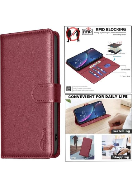 IPhone 12 Için Flip Case Pro Max Pu Deri Rfıd Engelleme Cüzdan Manyetik (Yurt Dışından)