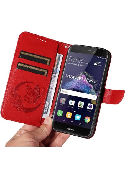 Kredi Kartı Yuvası ile Huawei P8 Lite Için Flip Case Yüksek Kalite Deri (Yurt Dışından)