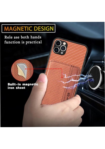 IPhone 11 Için Kılıf Pro Max Manyetik Kart Tutucu Standı Fonksiyonu Rfıd Kamera (Yurt Dışından)